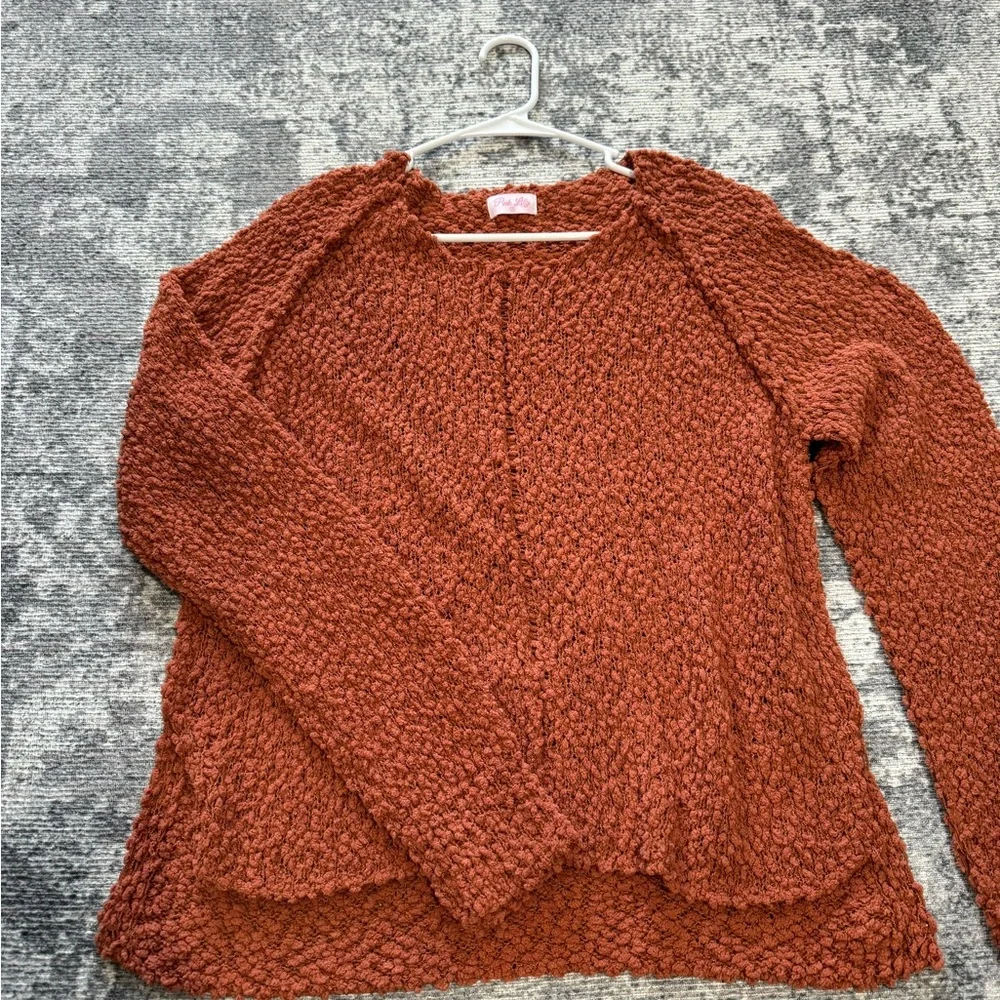 Pink Lily Textured Rust Sweater - Picture 1 of 4